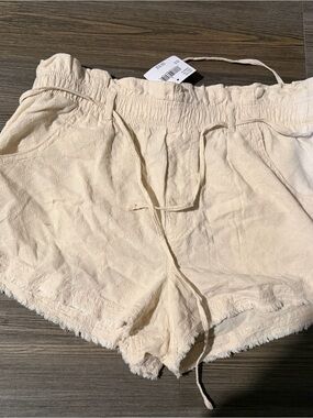 American Eagle Outfitters Cream Drawstring Textured Shorts